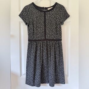 Ann Taylor LOFT Women's Leopard Print Knit Dress Black & Gray Short Sleeve Sz 0